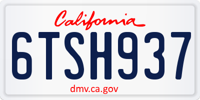 CA license plate 6TSH937