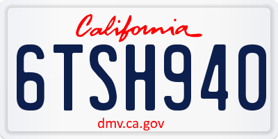 CA license plate 6TSH940