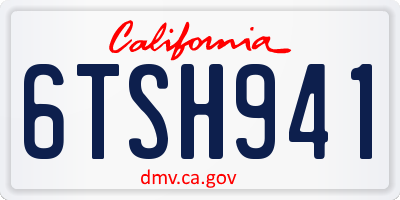 CA license plate 6TSH941