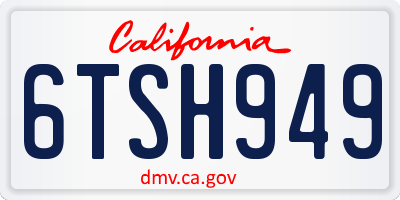 CA license plate 6TSH949