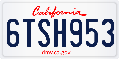 CA license plate 6TSH953