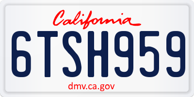 CA license plate 6TSH959