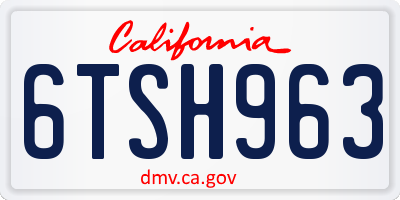 CA license plate 6TSH963