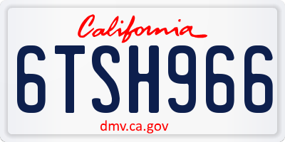 CA license plate 6TSH966