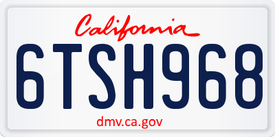 CA license plate 6TSH968