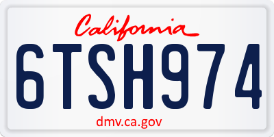 CA license plate 6TSH974
