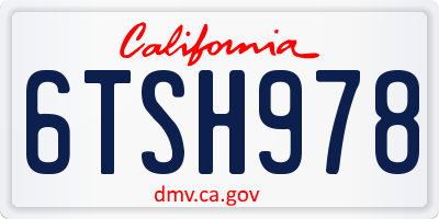 CA license plate 6TSH978