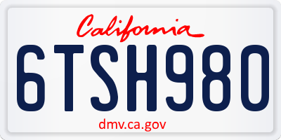 CA license plate 6TSH980