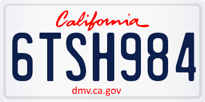 CA license plate 6TSH984