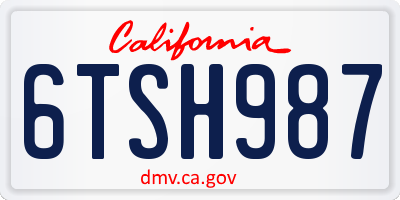 CA license plate 6TSH987