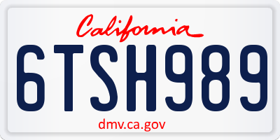 CA license plate 6TSH989