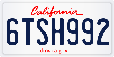 CA license plate 6TSH992