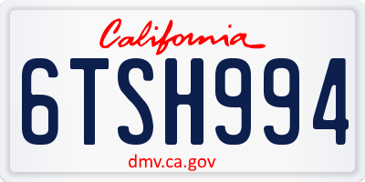 CA license plate 6TSH994
