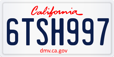 CA license plate 6TSH997