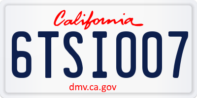 CA license plate 6TSI007