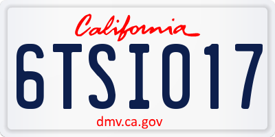 CA license plate 6TSI017