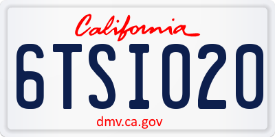 CA license plate 6TSI020