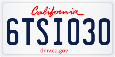 CA license plate 6TSI030