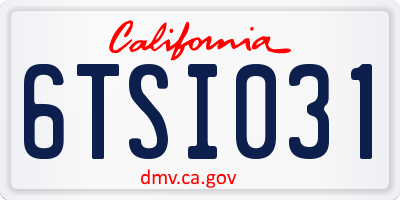 CA license plate 6TSI031