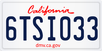 CA license plate 6TSI033