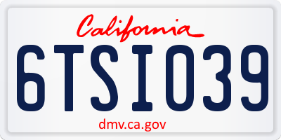 CA license plate 6TSI039
