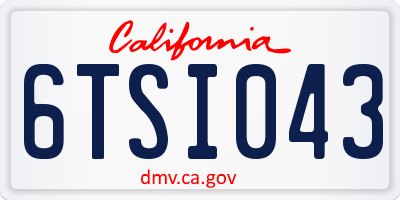 CA license plate 6TSI043