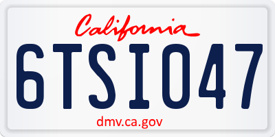 CA license plate 6TSI047