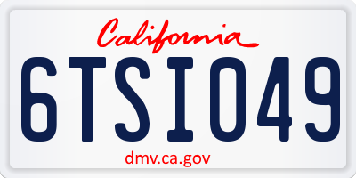 CA license plate 6TSI049
