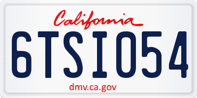 CA license plate 6TSI054