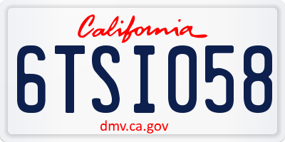 CA license plate 6TSI058