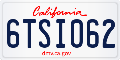 CA license plate 6TSI062