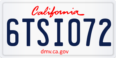 CA license plate 6TSI072