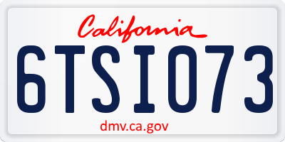 CA license plate 6TSI073
