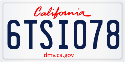 CA license plate 6TSI078