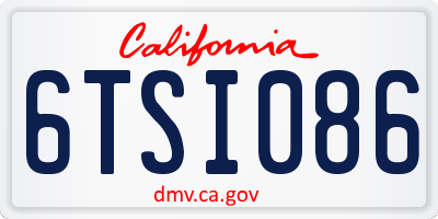 CA license plate 6TSI086