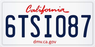 CA license plate 6TSI087