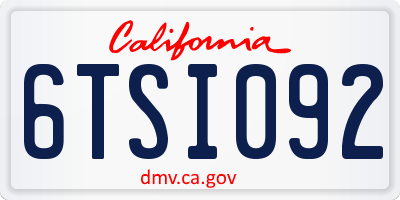 CA license plate 6TSI092