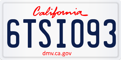 CA license plate 6TSI093