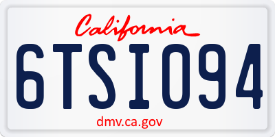 CA license plate 6TSI094