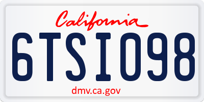 CA license plate 6TSI098