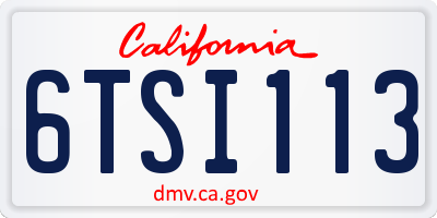 CA license plate 6TSI113