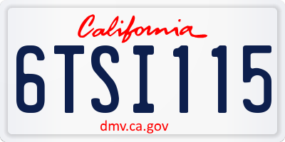 CA license plate 6TSI115