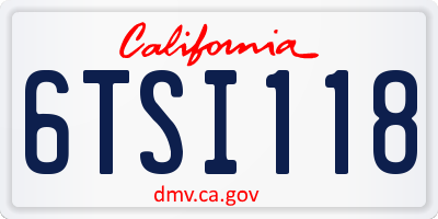 CA license plate 6TSI118