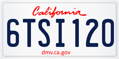 CA license plate 6TSI120