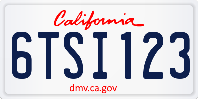 CA license plate 6TSI123
