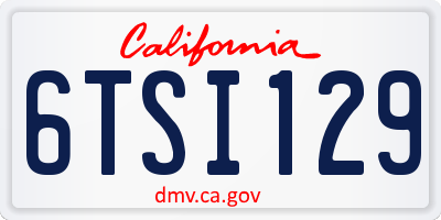 CA license plate 6TSI129