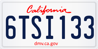 CA license plate 6TSI133