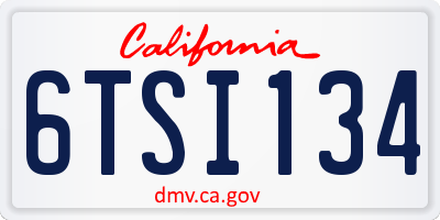 CA license plate 6TSI134