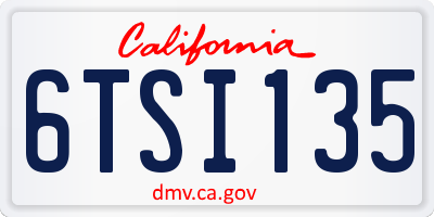 CA license plate 6TSI135