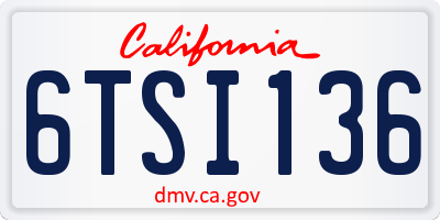 CA license plate 6TSI136